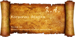 Korponai Aletta névjegykártya